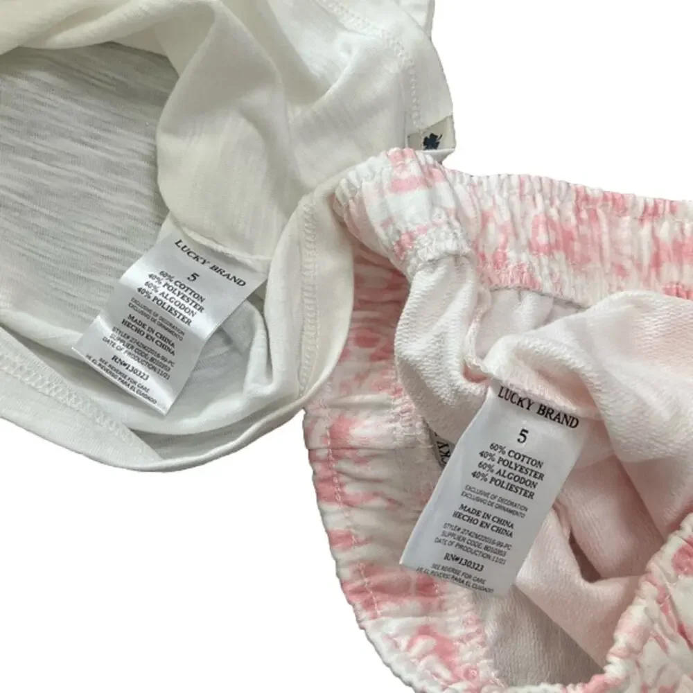 Lucky Brand Girls Short Outfits 4 Piece Sets Blue Pink Size 5 NEW